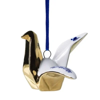 Heinen Delfts Blauw Kersthanger Origami Kraanvogel